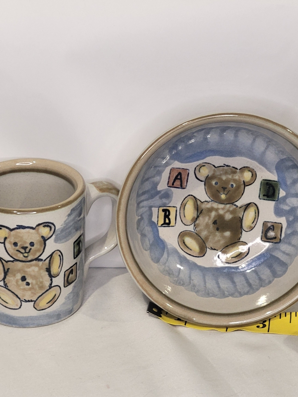 Louisville Stoneware Child's Mug And Bowl Teddy Bear Set
